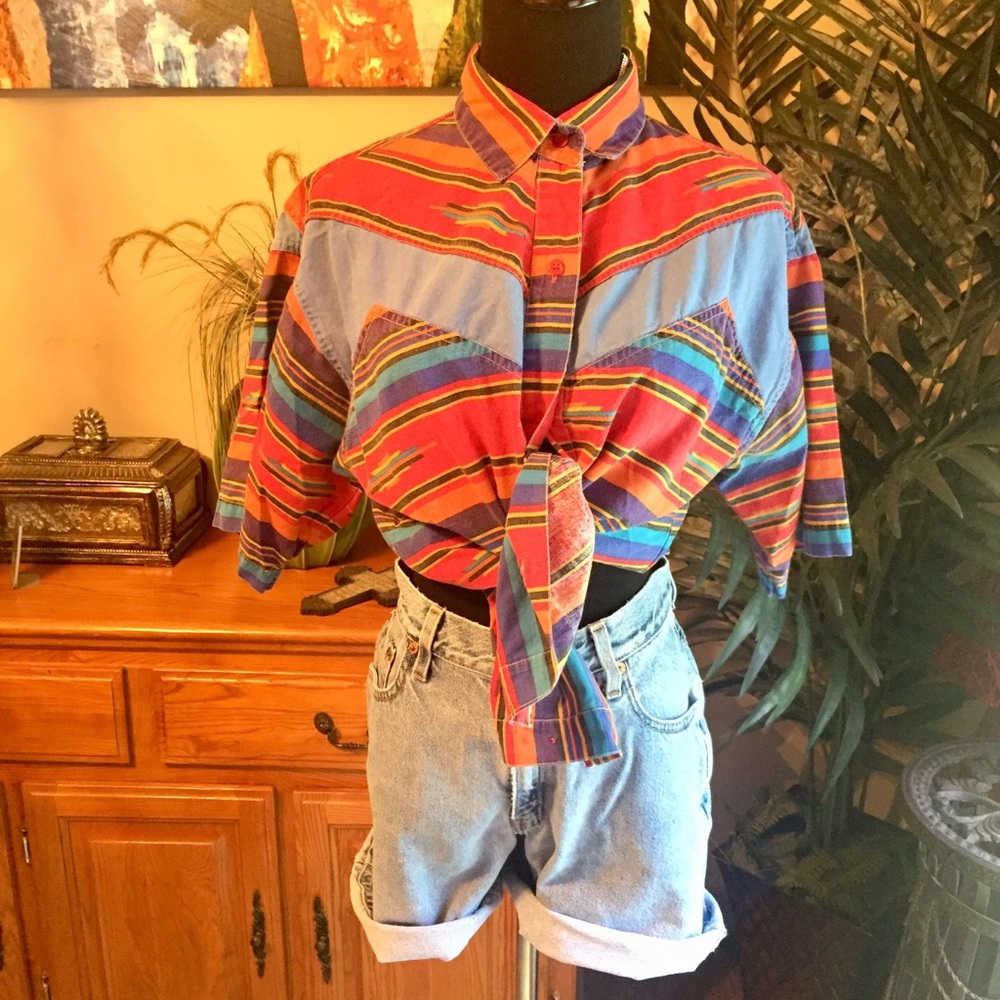 vintage retro 90s aztec western coachella top